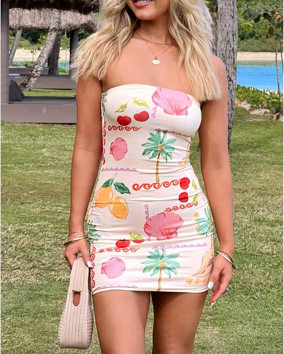 Y2k Mini Tube Dress Strapless Sleeveless Backless Floral Graphic Sexy Bodycon Bandeau Short Dress Party Club Night