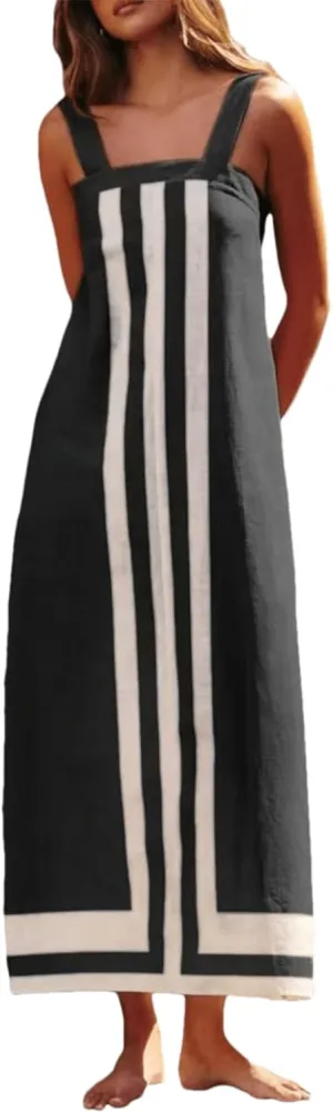YOMON 2025 Year Summer Casual Long Skirt Seaside Vacation Style Camisole Dress