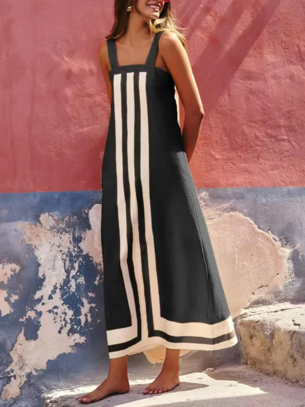 YOMON 2025 Year Summer Casual Long Skirt Seaside Vacation Style Camisole Dress