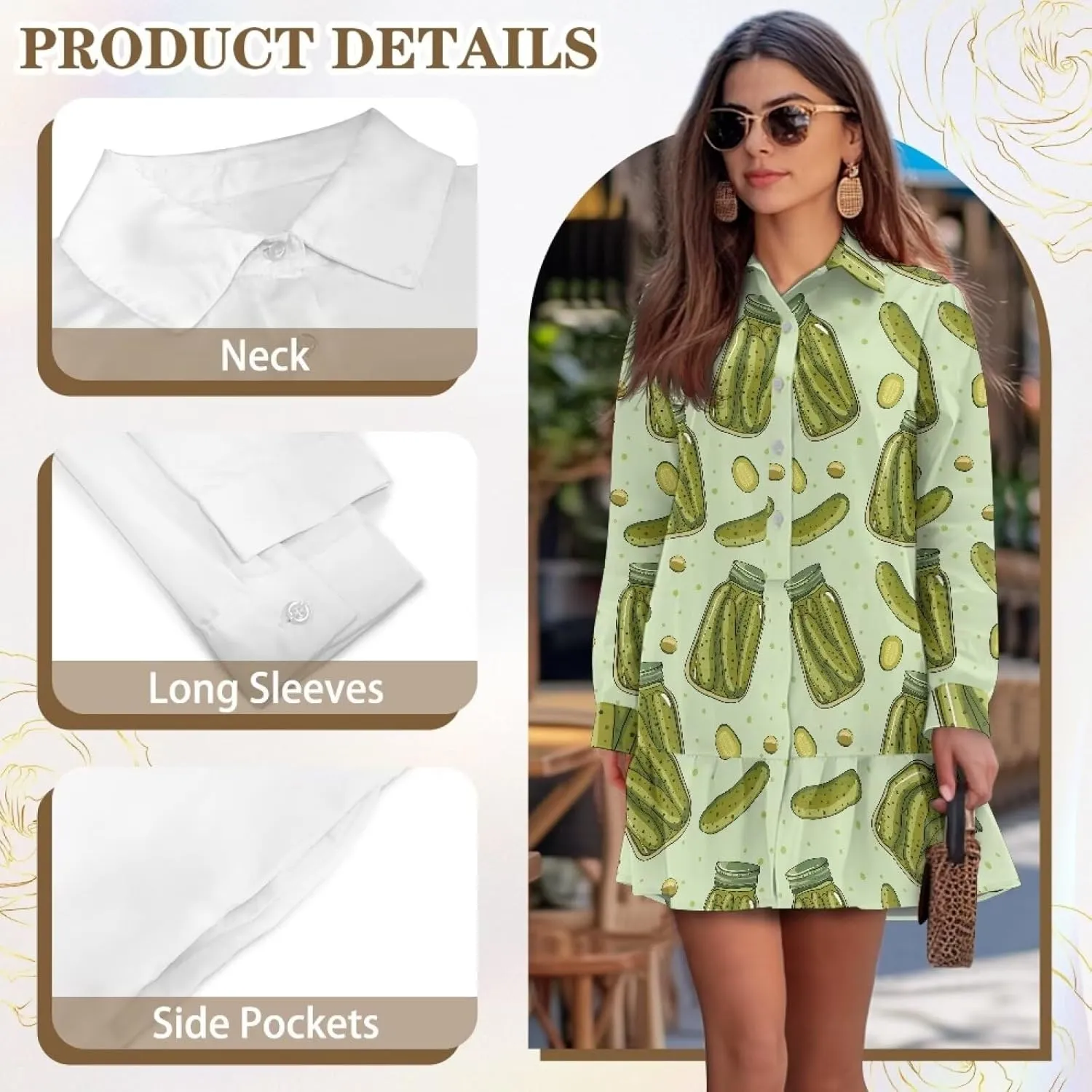 Youngerbaby Shirt Dresses for Women Long Sleeve Mini Dresses with Pockets Ruffee Hem Dresses S-2XL