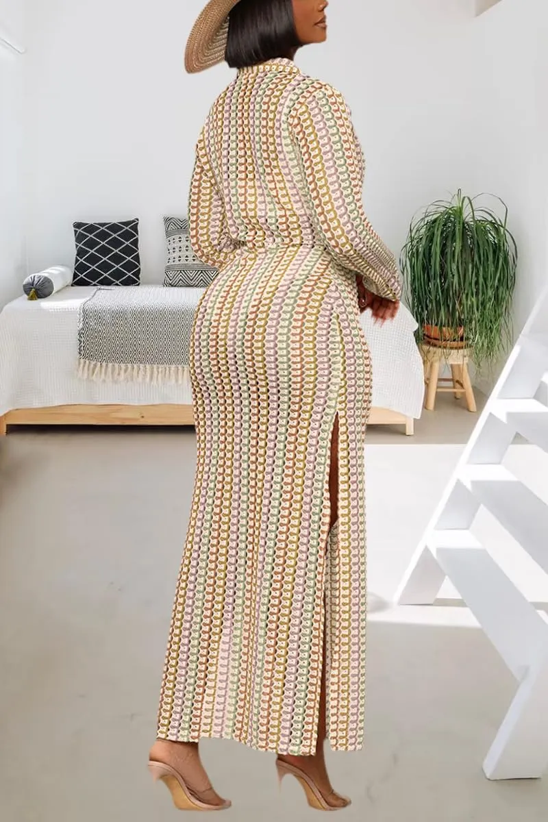 YouSexy Women's Sexy Swimsuit Maxi Dress Long Sleeve Hollow Out Long Beach Cover Up Dress
