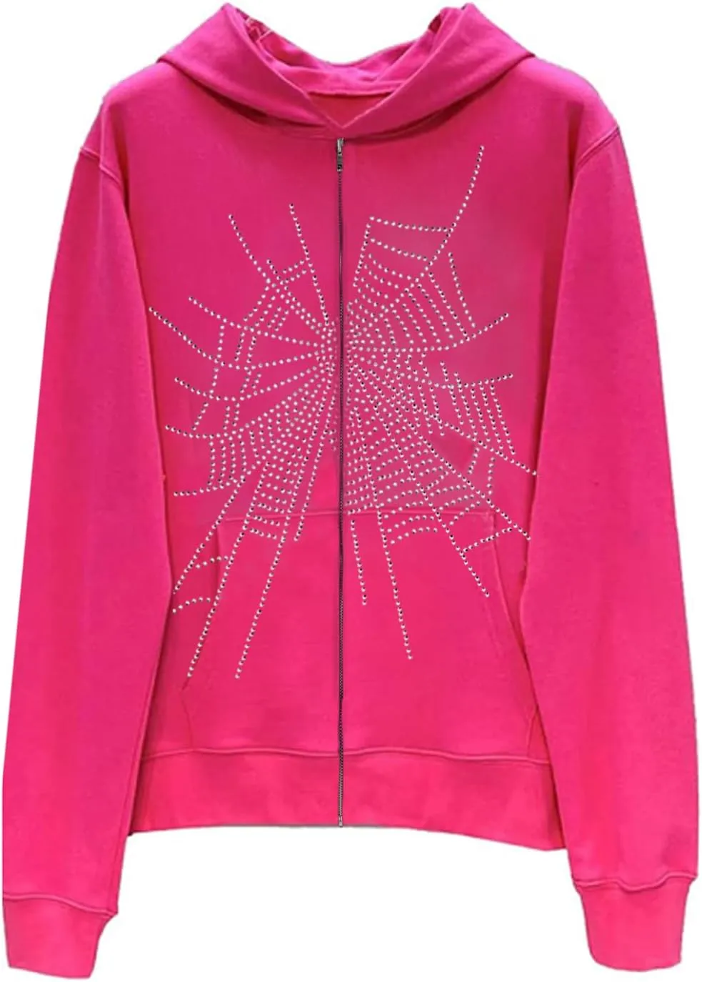 Zip Up Hoodies for Women Y2K Spider Web Print Halloween Hooded Sweatshirt Fleece Hoodie Coat Warm Hoody with Pockets
