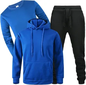 ZYXTIM Sweatsuits for Men 3 Piece Heavyweight Fashion Hoodies, Long Sleeve Basic Tops and Jogger Sweatpants Outfits Tracksuit